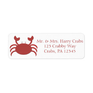 Red Crab Return Address Label