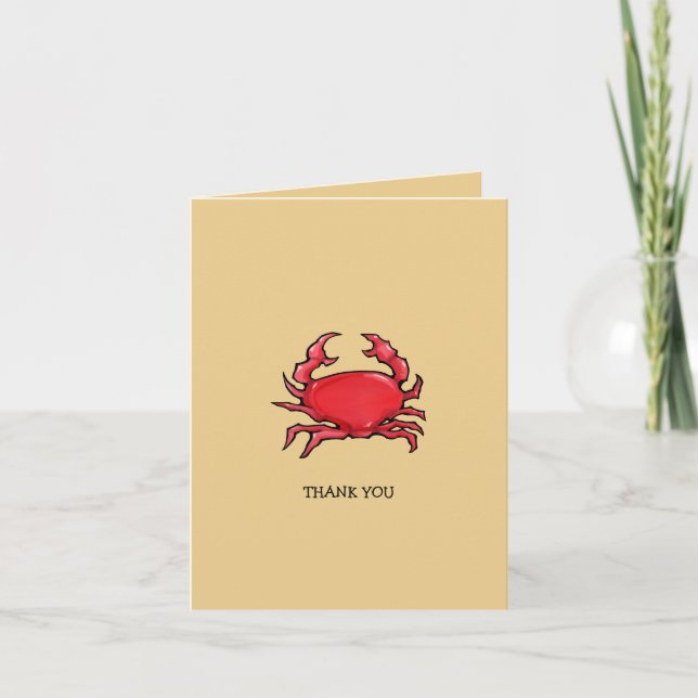Red Crab sand Thank You Card (Front)