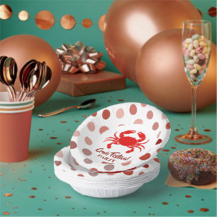 Red Crab Seafood  Nautical Polka dot Party Paper Plate