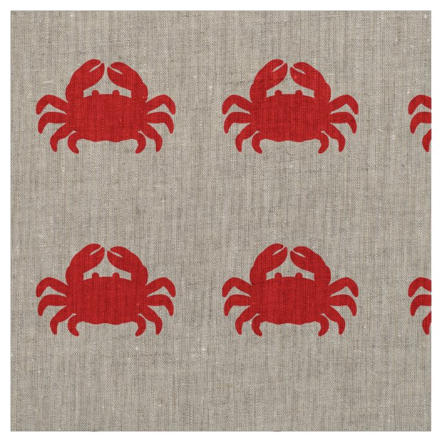 Red Crab Silhouette Fabric (Swatch)