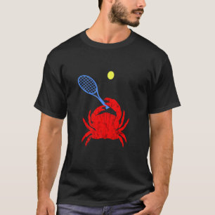 Red Crab Tennis Player Tennis Racquet Shellfish Cr T-Shirt