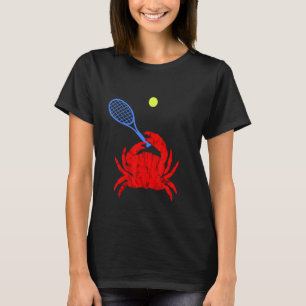 Red Crab Tennis Player Tennis Racquet Shellfish Cr T-Shirt