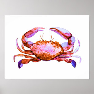 Red Crab Watercolor Print