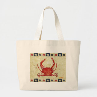 Red Crab with Stars border Large Tote Bag