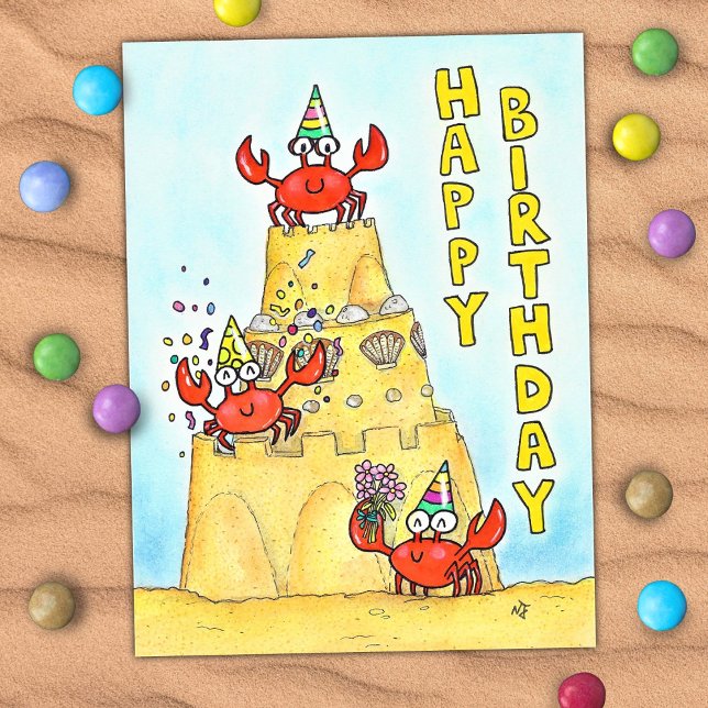 Red Crabs Birthday Postcard (Creator Uploaded)