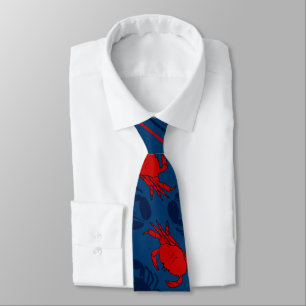 Red Crabs Navy Blue Lobsters Tie