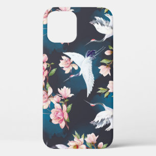Red Crane Magnolia: Japanese Watercolor. iPhone 12 Case