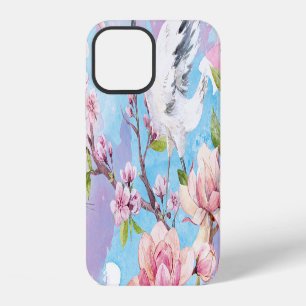 Red Crane Watercolor Japanese Motif iPhone 12 Case