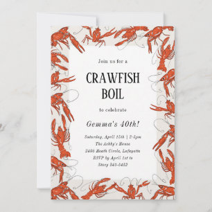 Red Crawfish Boil Seafood Birthday Party Invitation