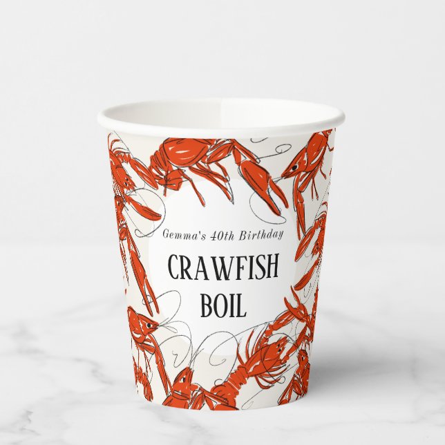 Red Crawfish Boil Seafood Birthday Party Paper Cups (Left)