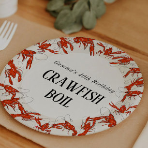 Red Crawfish Boil Seafood Birthday Party Paper Plate
