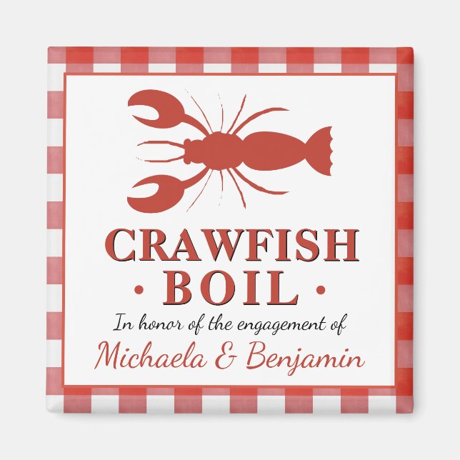 Red Crawfish Boil Seafood Party Engagement Picnic Magnet (Front)