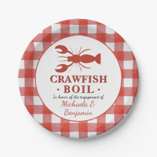 Red Crawfish Boil Seafood Party Engagement Picnic Paper Plate