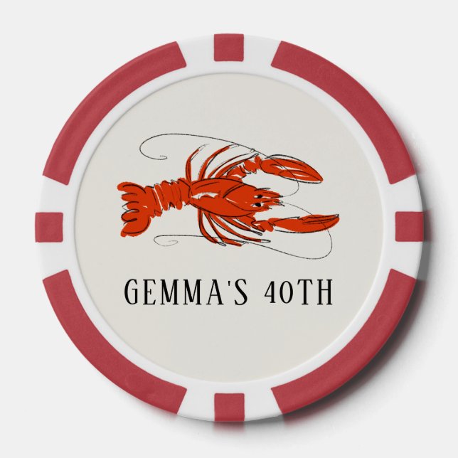 Red Crawfish Boil Seafood Personalised Poker Chips (Front)
