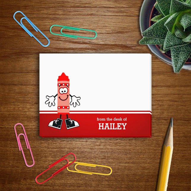 Red Crayon Personalised Post-it Notes (Creator Uploaded)