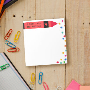 Red Crayon & Stars Colourful Note From Teacher