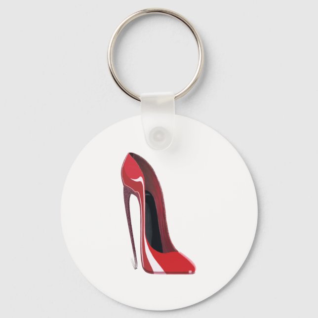Red Crazy Heel Stiletto Shoe Art Key Ring (Front)