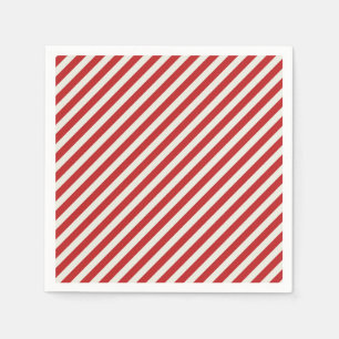 Red & Cream Beige White Stripe Christmas Holiday Napkin