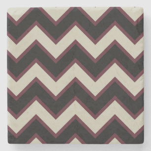 Red Cream Black Chevron Stone Coaster