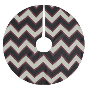 Red Cream Black Chevron Stripes Christmas Brushed Polyester Tree Skirt