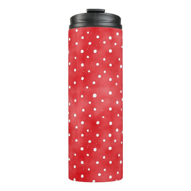 Red Cream Dots Thermal Tumbler (Front)