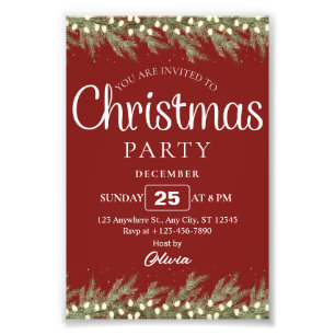Red Cream Floral Elegant Holiday Christmas Party Photo Print