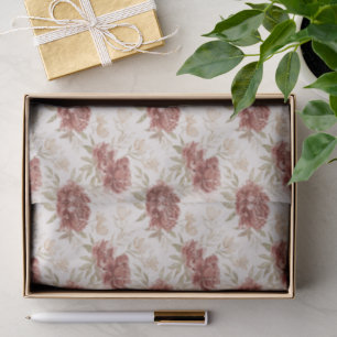 Red Cream Flowers Bridal Shower Tissue Paper