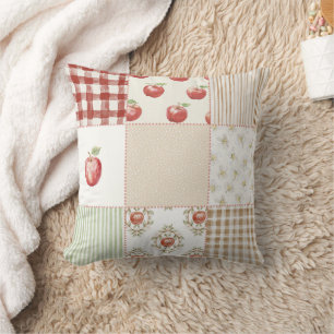 Red Cream Green Apples Cushion