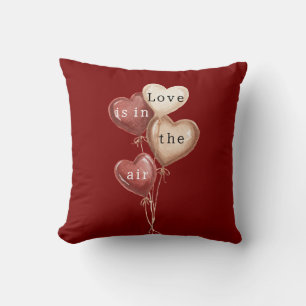 Red Cream Heart Balloons Love in the air Cushion