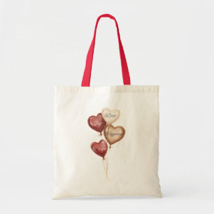 Red Cream Heart Balloons Love Joy Tote Bag