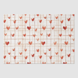 Red Cream Hearts Abstract Tissue Paper