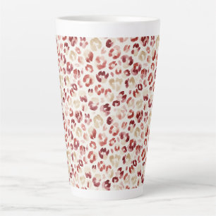 Red Cream Leopard Animal Print Birthday Latte Mug