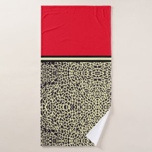 Red Cream Leopard Bath Towel
