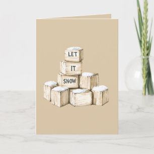 Red Cream Let It Snow Blocks Christmas Card