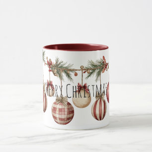 Red Cream Ornaments Christmas Mug