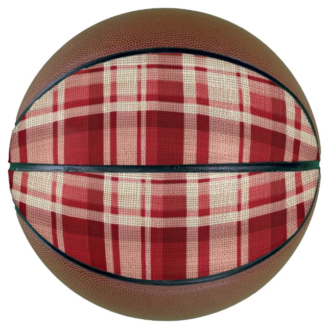 Red Cream Plaid Stripes Basketball (Front)