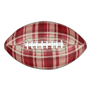 Red Cream Plaid Stripes Football
