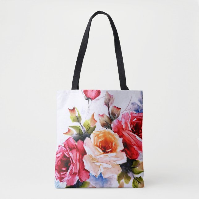 Red & Cream Roses Tote (Front)