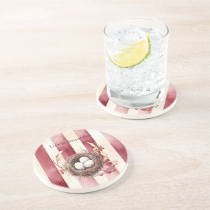 Red Cream Stripes Bird Nest Coaster