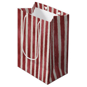 Red Cream Stripes Christmas Medium Gift Bag