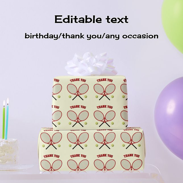 Red cream tennis themed custom text any occasion wrapping paper (Creator Uploaded)