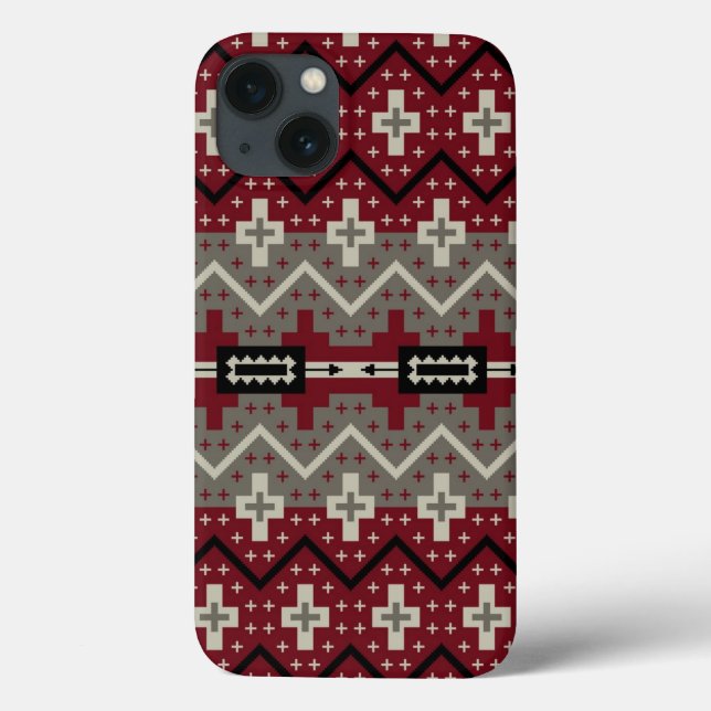 Red Cream Tribal Pattern Abstract Case-Mate iPhone Case (Back)
