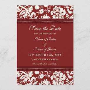 Red Cream Wedding Save the Date Card