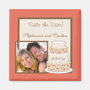 Red/Creme Wedding Cake Announcement Magnet