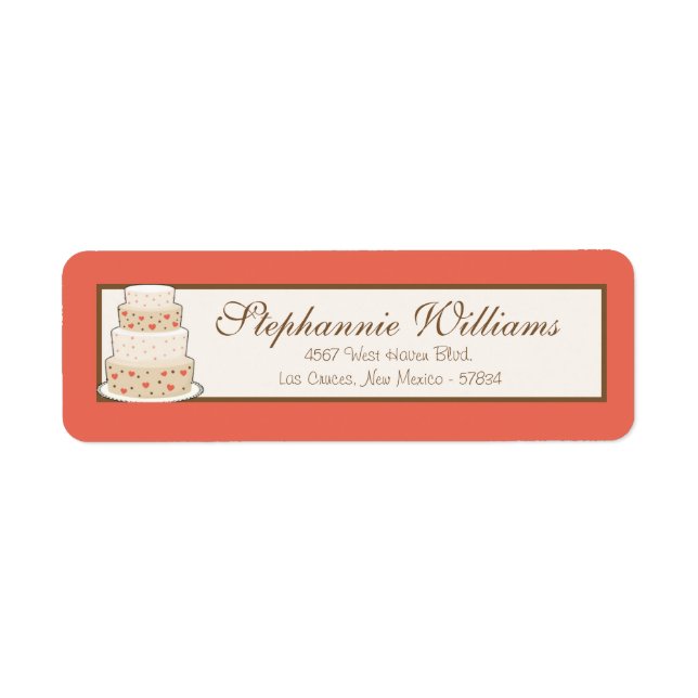 Red/Creme Wedding Cake Return Address Label (Front)