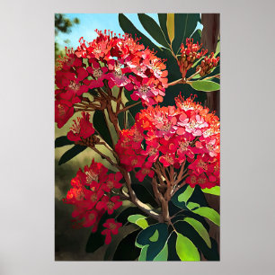 Red Crepe Myrtle Flowers Art Print Poster