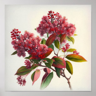 Red Crepe Myrtle Flowers Art Print Poster