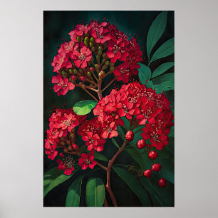 Red Crepe Myrtle Flowers Art Print Poster