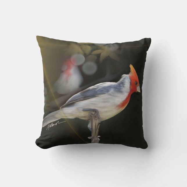 Red-Crested Cardinal Bird Cushion (Front)