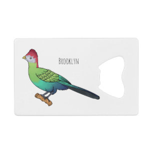 Red-crested turaco bird cartoon illustration